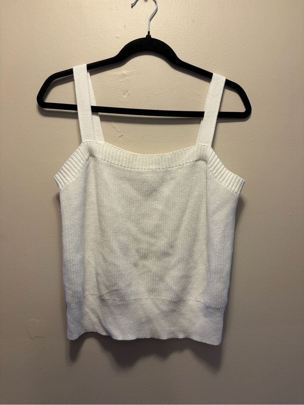 Reitmans Cotton Cream Rib-Trim Square Neck Tank